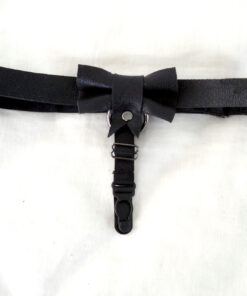 bow leather garter band, gothic lolita stocking suspender, love lorn lingerie