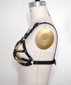 leather harness bullet bra, harness bralette, love lorn lingerie