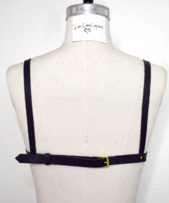 leather harness bullet bra, harness bralette, love lorn lingerie