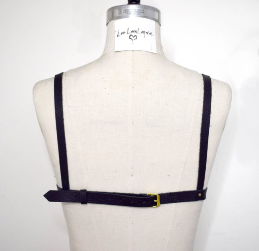 leather harness bullet bra, harness bralette, love lorn lingerie