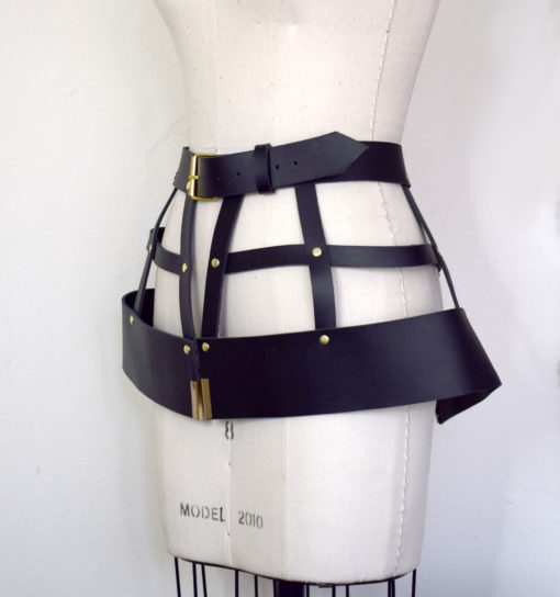 leather harness cage skirt, love lorn lingerie