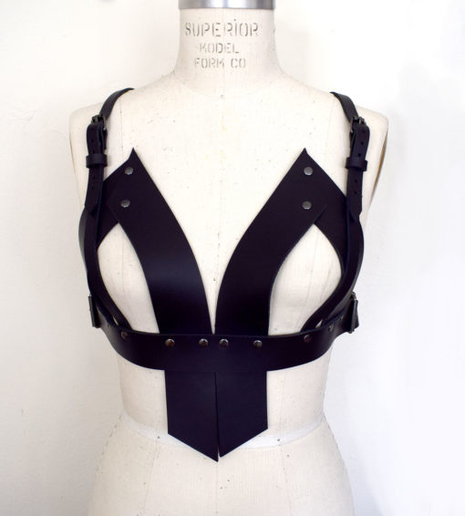 Pretension Long Line Leather Harness Bra | LoveLornLingerie