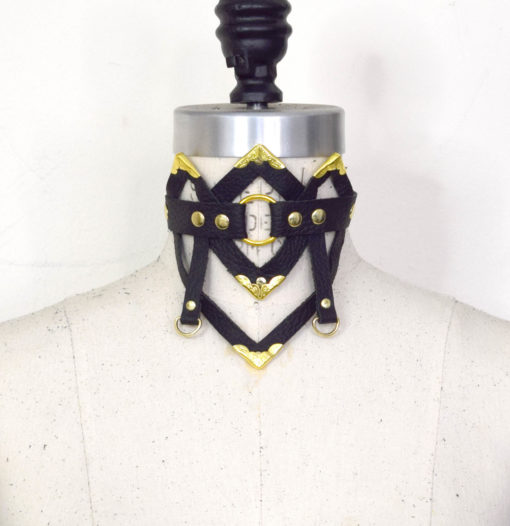 art deco leather collar, love lorn lingerie