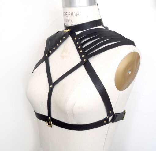 strappy leather shoulder harness, lovelornlingerie