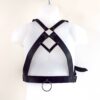 Men's black leather chest harness