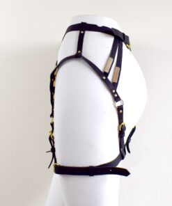 Black leather leg harness