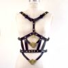 black leather body harness