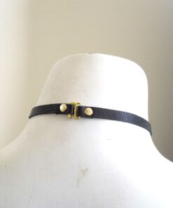 thin leather choker, black collar, love lorn lingerie