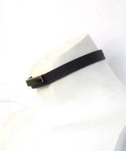 gold bar leather choker, lovelornlingerie, gothic jewelry