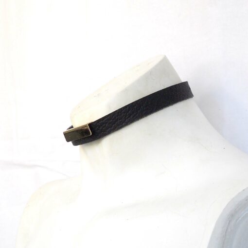 gold bar leather choker, lovelornlingerie, gothic jewelry