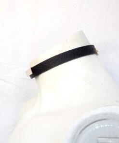 gold bar leather choker, lovelornlingerie, gothic jewelry