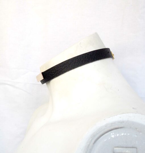 gold bar leather choker, lovelornlingerie, gothic jewelry