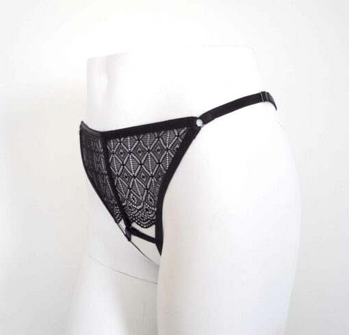 ouvert lace thong, crotchless g-string underwear, sexy bondage lingerie, love lorn lingerie