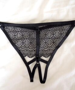 ouvert lace thong, crotchless g-string underwear, sexy bondage lingerie, love lorn lingerie