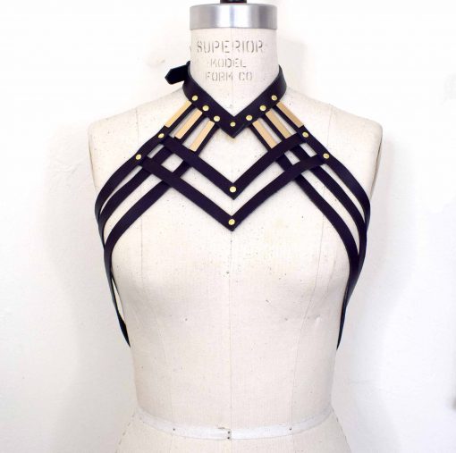 Draped Strappy Leather Body Harness