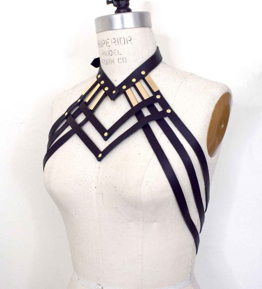 Draped Strappy Leather Body Harness