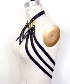 Draped Strappy Leather Body Harness