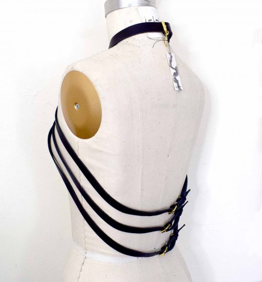 Draped Strappy Leather Body Harness