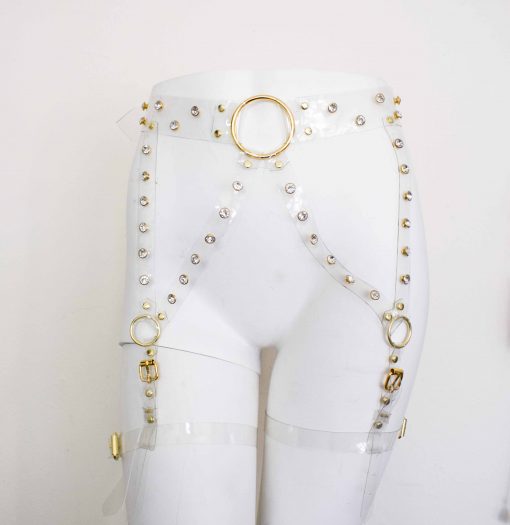 clear vinyl rhinestone leg harness