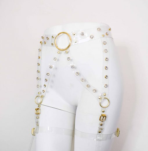 clear vinyl rhinestone leg harness