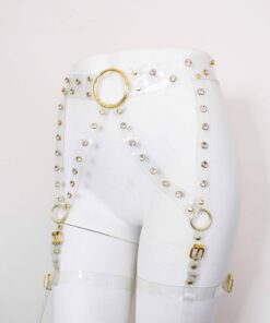 clear vinyl rhinestone leg harness