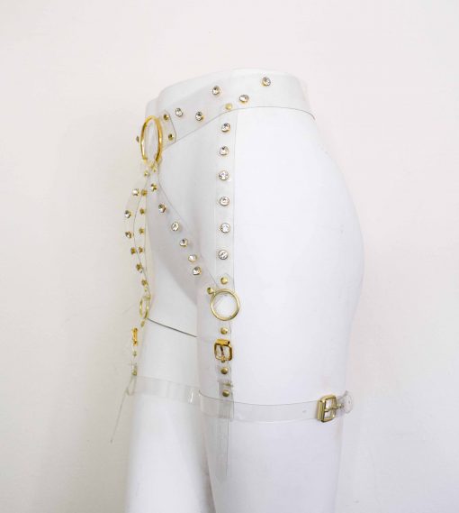 clear vinyl rhinestone leg harness