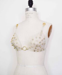 clear vinyl rhinestone triangle bralette