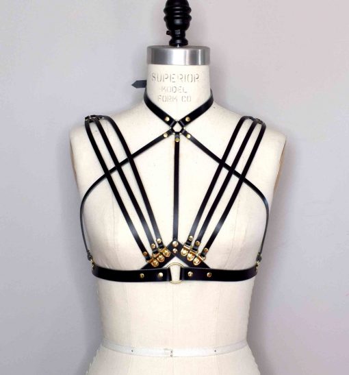 Olivia Strappy Leather Harness Bra | LoveLornLingerie