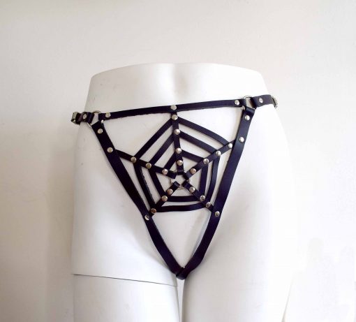 Spider Web Leather Thong