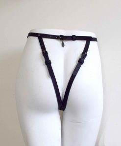 metallic crotchless leather bikini