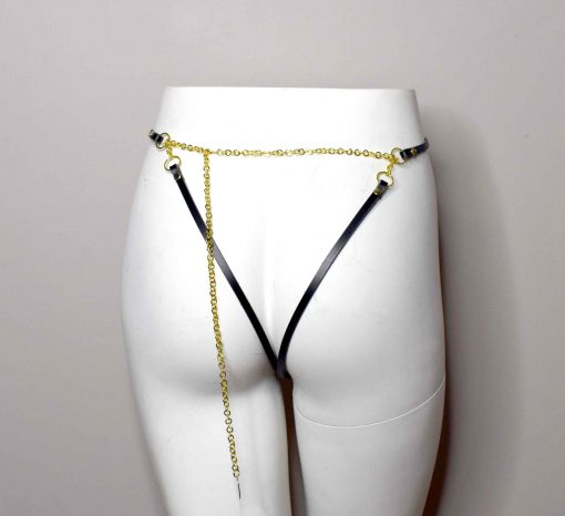 leather chain harness panty