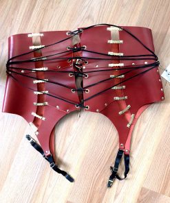 red leather girdle