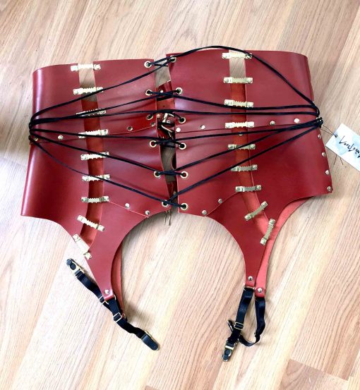 red leather girdle