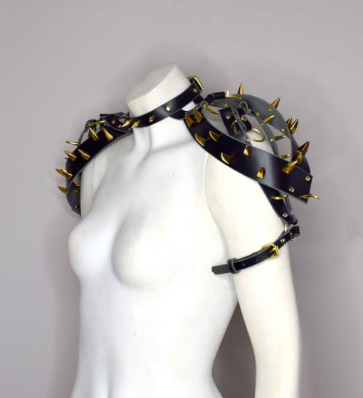 spiked leather shoulder harness