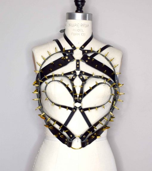 spiked leather torso harness