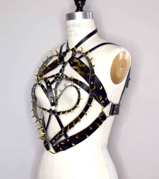 spiked leather torso harness