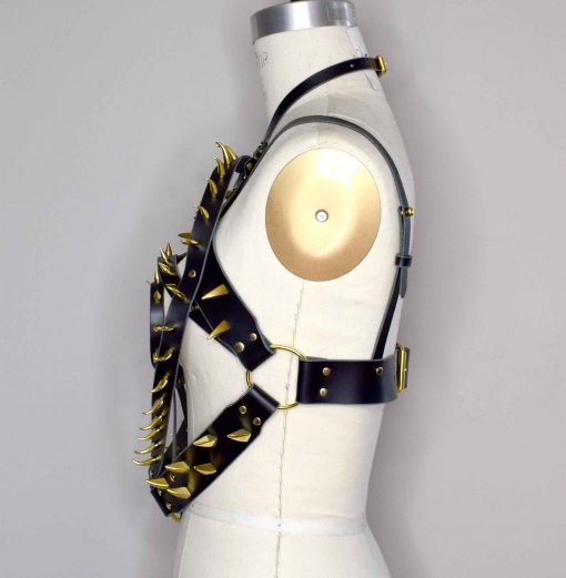 spiked leather torso harness