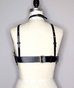 spiked leather torso harness