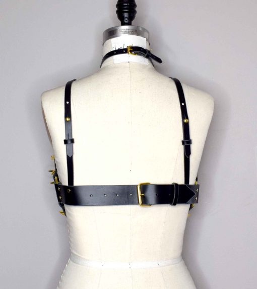 spiked leather torso harness