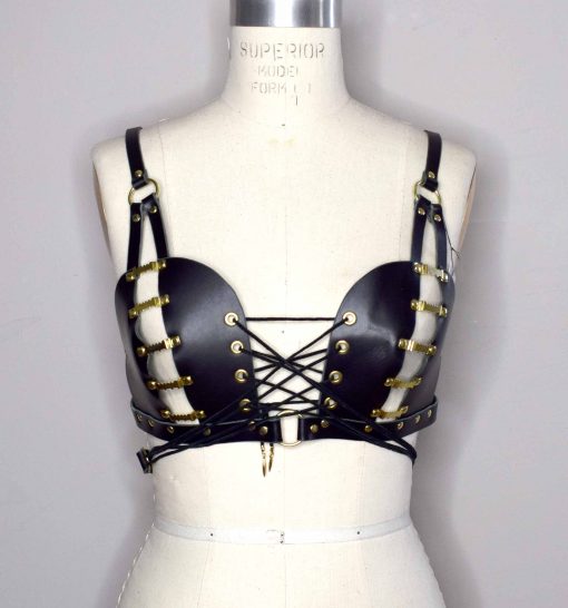 sweetheart leather bra