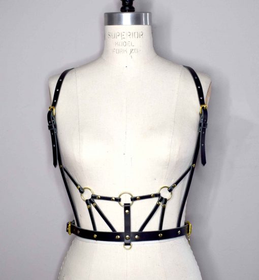 strappy leather bodice