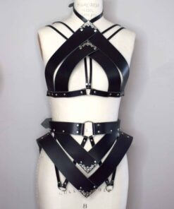 leather bra belt set