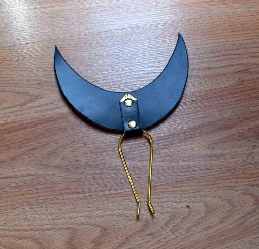 moon leather hair pin