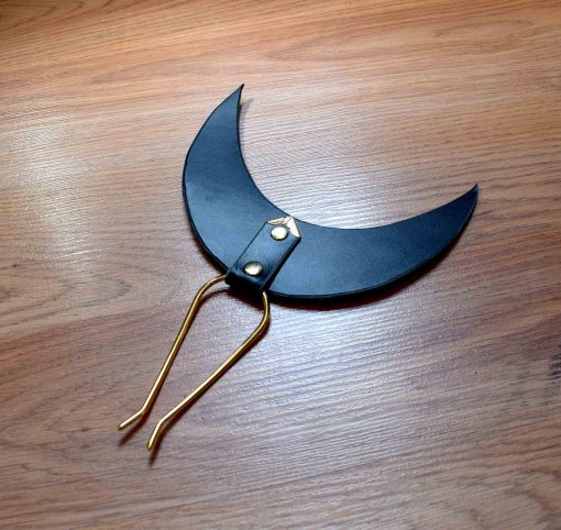 moon leather hair pin