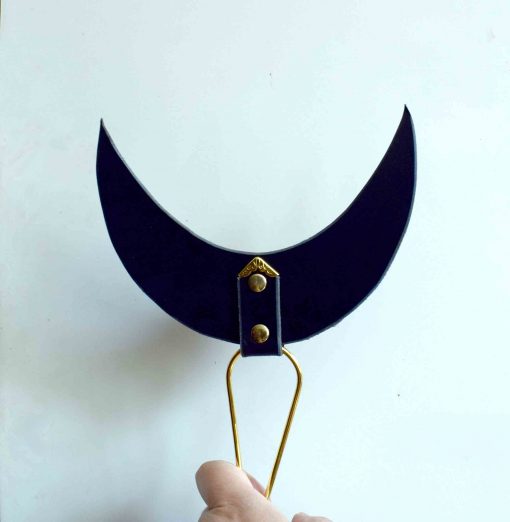 moon leather hair pin