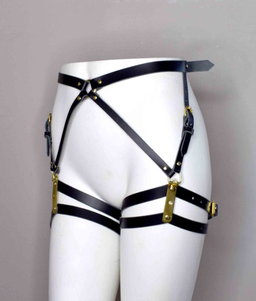 leather garter leg harness