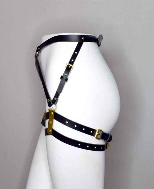 leather garter leg harness