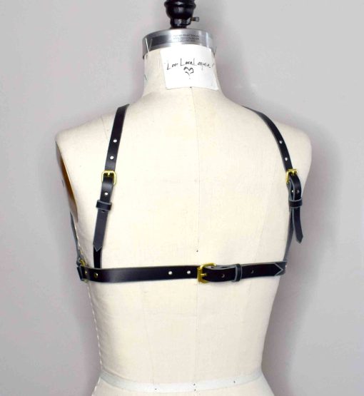 leather harness bra