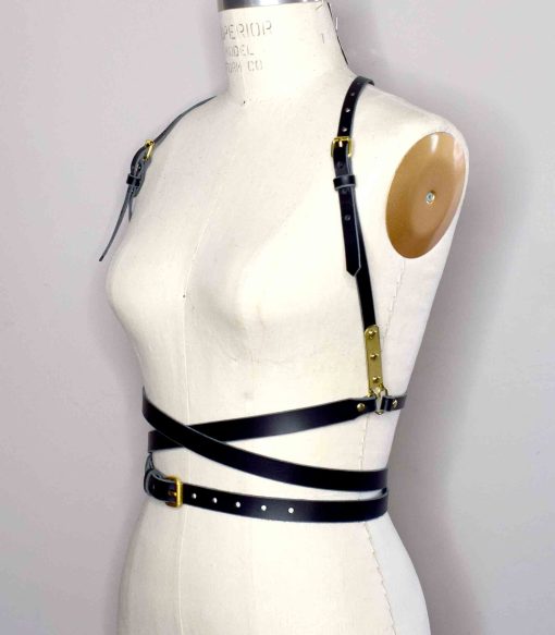 wrapped leather harness