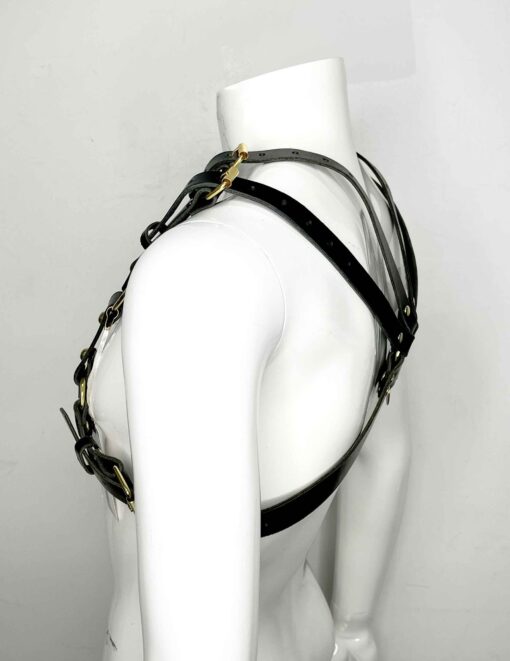 Dovan Masc Studded Black Leather Chest Harness || READY TO SHIP! - Image 3